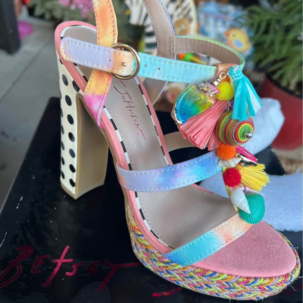 Betsey Johnson Colorful Chunky Heel Sandals